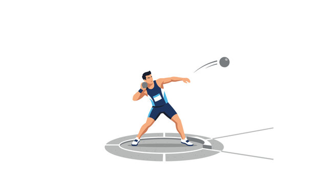 Man throwing shot put athletic event.