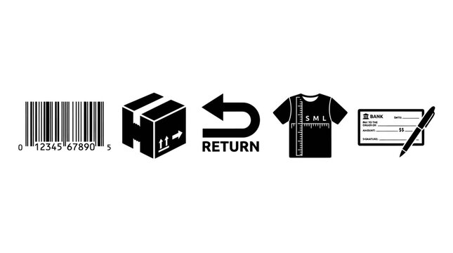 Logistics and product return shipping icon set.