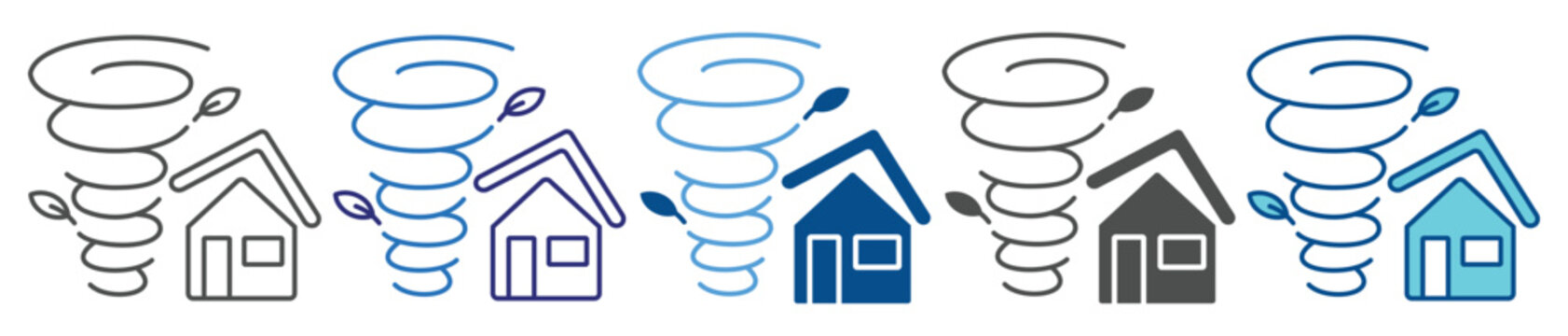 Tornado icon set multiple style collection
