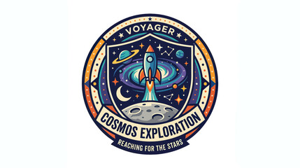 Voyager Cosmos Exploration Rocket Ship Emblem - Reaching for the Stars © nad