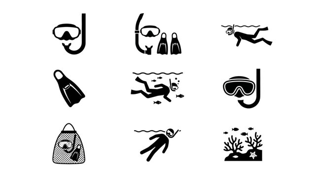 Scuba diving icons and symbols.