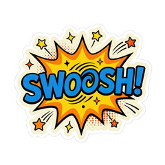 Comic Book Style "SWOOSH!" Sound Effect Burst with Stars and Dots © Gordon