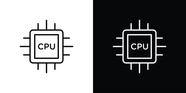 Computer microprocessor icon editable pictogram bundle