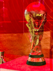 Obraz premium FIFA World Cup 2010 trophy on display at the Spain-Austria watch party event held at the Casa Espana pop-up at Ivy Station in Culver City, California
