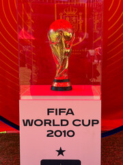 Obraz premium FIFA World Cup 2010 trophy on display at the Spain-Austria watch party event held at the Casa Espana pop-up at Ivy Station in Culver City, California