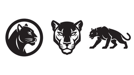 Black Panther Vector Graphic Set, Cougar Mascot Symbols, Wild Cat Icons for Corporate Identity © Taufik-DeGra