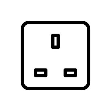 Minimalist UK Electrical Wall Socket Icon Isolated on White Background Style