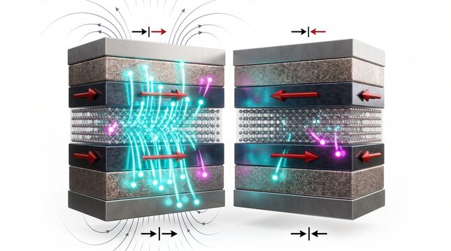 3D Physics Diagram of Magnetic Tunnel Junction for Spintronics Memory