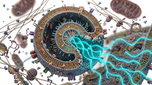 3D Molecular Diagram of mRNA Lipid Nanoparticle Endosomal Escape