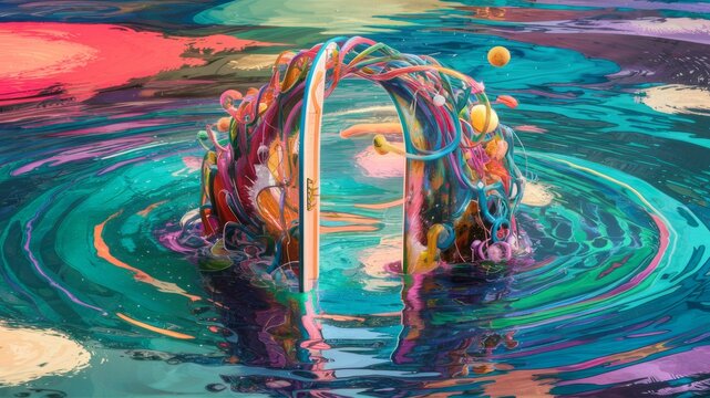 Abstract fluid art with vibrant colors, swirling patterns, and dynamic composition, high quality background.