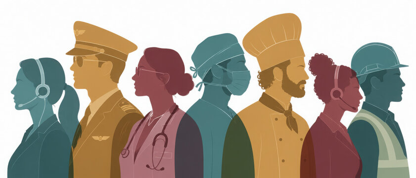People of different professions together.
