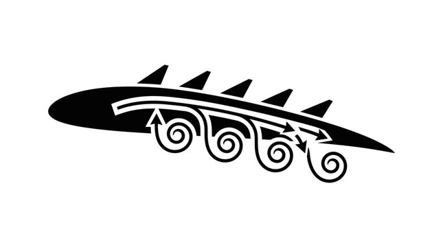 Aerodynamic Wing Profile with Vortex Generators and Airflow Visualization