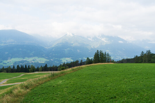 Summer alpine landscape in the Eastern Alps at the border between Italy and Austria
