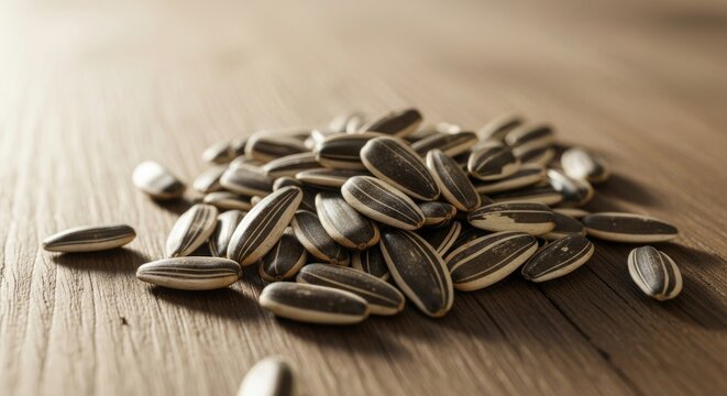 Realistic Professional Photo of Sunflower Seeds (Kuaci) With Natural Food Styling and Detailed Texture