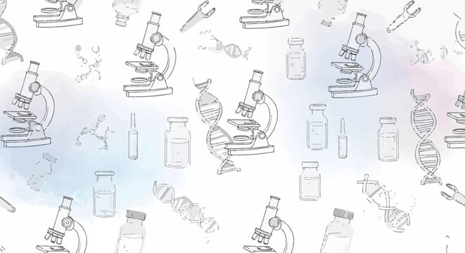 Laboratory microscopes and science equipment.