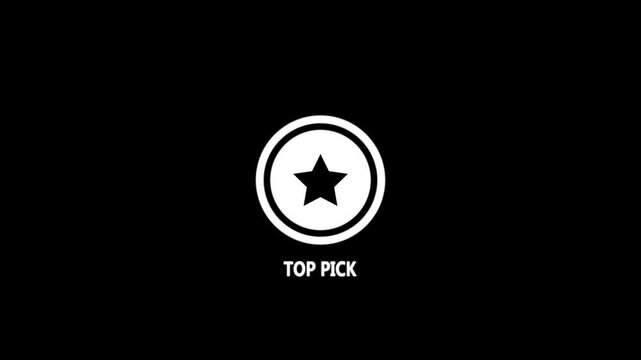 White Star Icon Inside Circle With Text Top Pick On Black Background symbol best