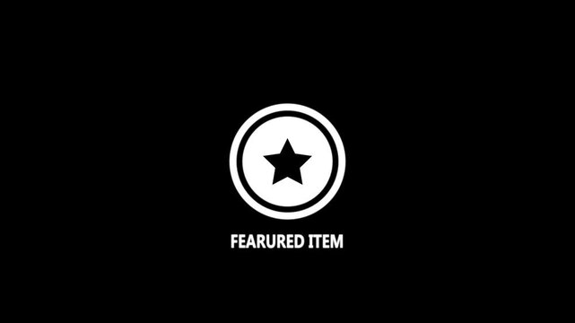 White Star Icon Inside Circle With Text Featured Item On Black Background symbol special