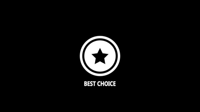 White Star Icon Inside Circle With Text Best Choice On Black Background symbol selection