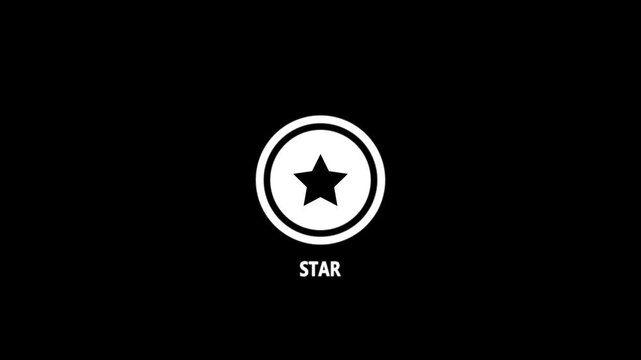 White Star Icon Inside Circle With Text Star On Black Background symbol rating