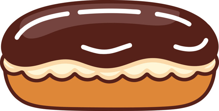 Chocolate eclair with cream filling vector graphic chocolate delicacy confectionery culinary delicious illustration isolated background bakeshop pastries pastryshop refreshment snacking