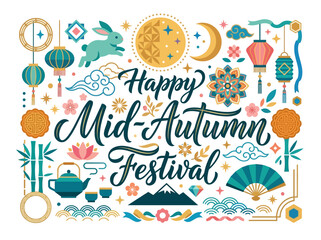 Mid-autumn festival greeting with traditional chinese symbols © Level Zero