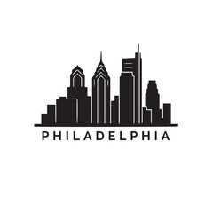 Obraz premium Philadelphia Skyline Icon Black and White Vector Illustration