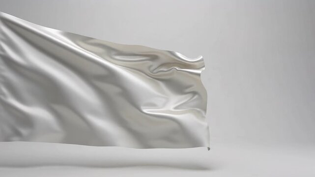 Pure white satin fabric flowing gently with elegant smooth folds