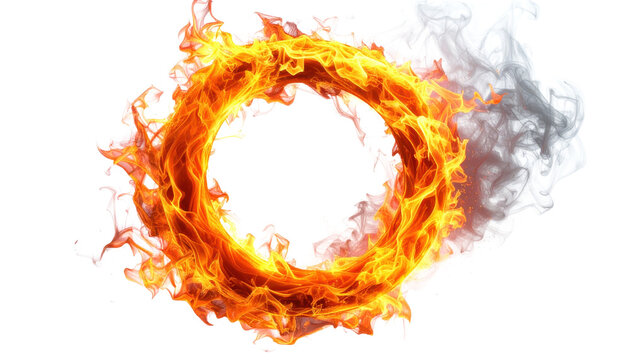 PNGMURNI--transparent background Firefly A fiery ring-shaped VFX element composed of dynamic orange and yellow flames sw