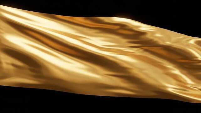 Glamorous flowing golden silk fabric moving with rich holiday elegance
