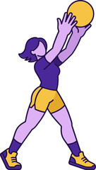 Fototapeta premium Stylized Illustration of a Woman Athlete Catching a Ball