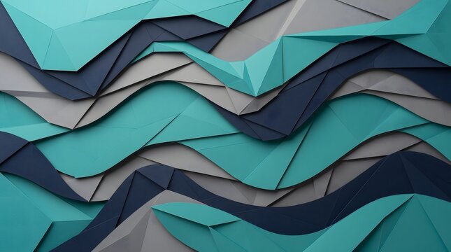 Abstract geometric wave background with blue and gray shapes