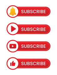 Fototapeta premium Vector subscribe buttons set with bell play and thumb icons