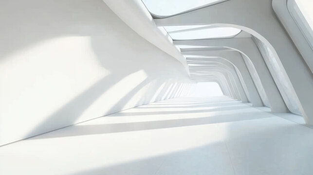 Abstract modern architecture background, empty white open space interior