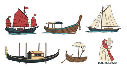 Collection of traditional cultural boats from around the world © Kurniawan