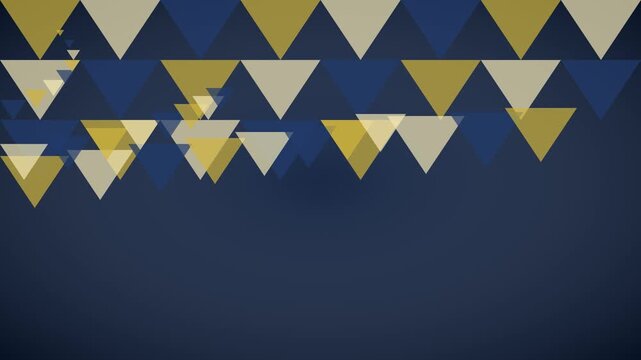 Abstract geometric motion animation 4k background, with blue and, gold triangles pattern, for modern corporate, presentations and digital projects