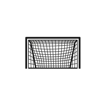 Simple black soccer goal icon with net isolated on white background