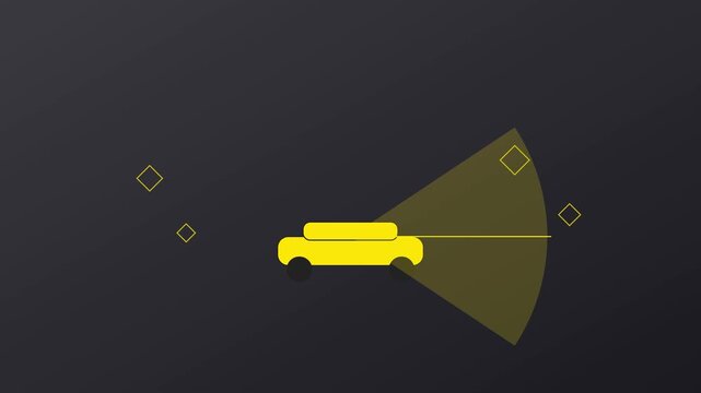 Autonomous car sensor scanning animation: self-driving vehicle technology concept with radar beam and li dar detection 4k