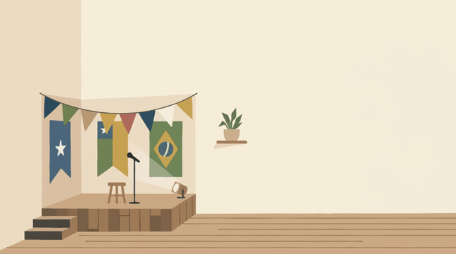 Decorative Flags Banner Hanging on Wall for Celebration.