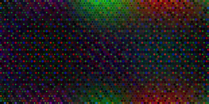 Faded RGB screen pixel background. LCD display grid dots wallpaper. LED TV screen pattern. Red Green Blue diode pixels videowall concept. Projector or television monitor texture backdrop. Vector