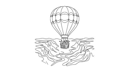 Fototapeta premium Hot Air Balloon Over Grand Canyon Outline Drawing