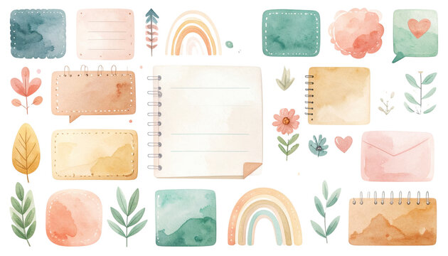 PNGMURNI--transparent background Firefly illustration set of cute doodles for daily planner, drawn notebook sheets and a