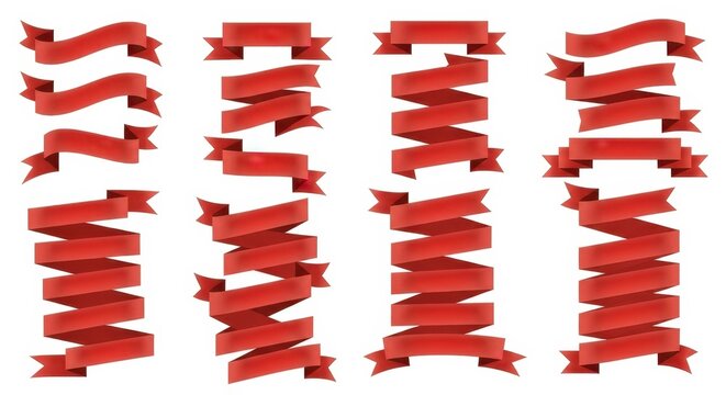 Red ribbon curls decoration elements