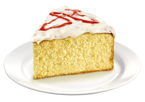 Vanilla cake with whipped cream frosting and mixed berry sauce topping