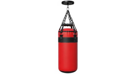 Obraz premium Red hanging punching bag for boxing