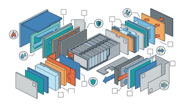 Detailed vector illustration of a building's wall and roof structure