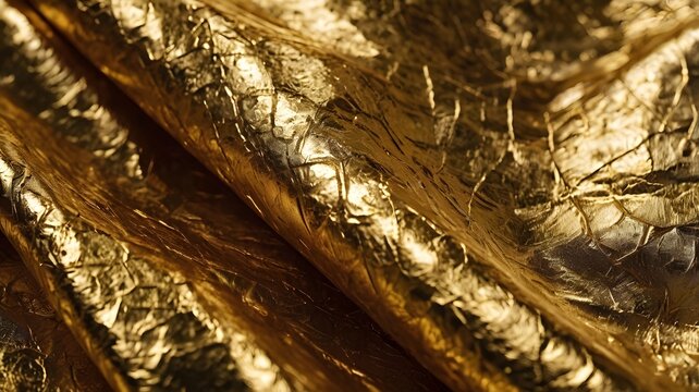 Shiny Golden Foil Texture Close Up
