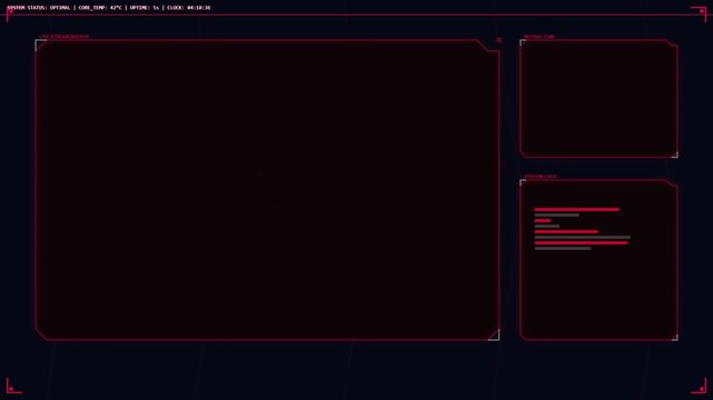 Digital interface screen, dashboard display, HUD elements, data visualization, futuristic technology, dark background