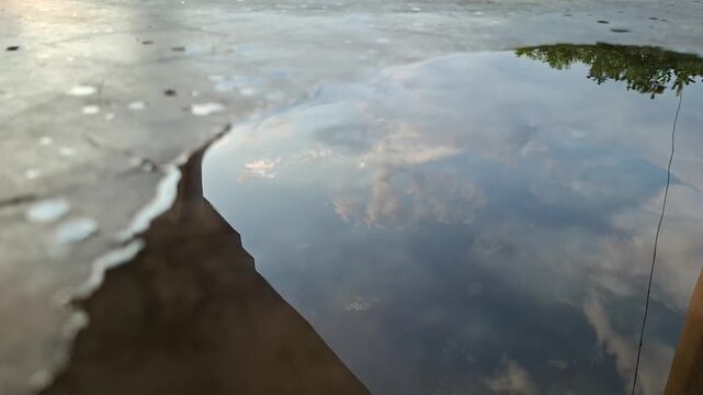 Sky Reflection Printing Over Calm Water Surface
