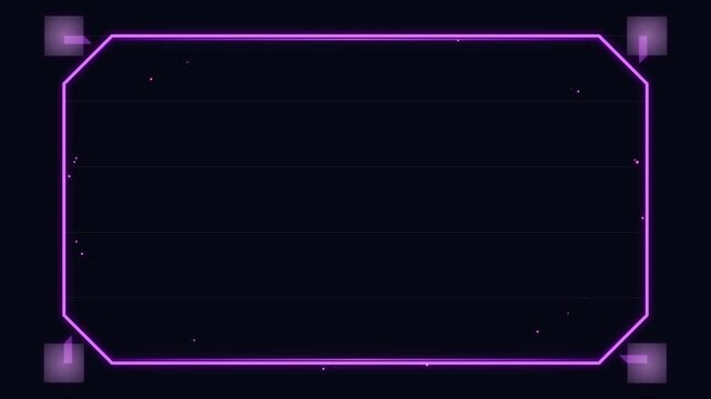 futuristic holographic interface frame with glowing neon lines, data overlay, digital screen element