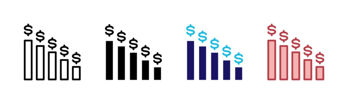 Price Deflation Icons, Multi Style Icon Set